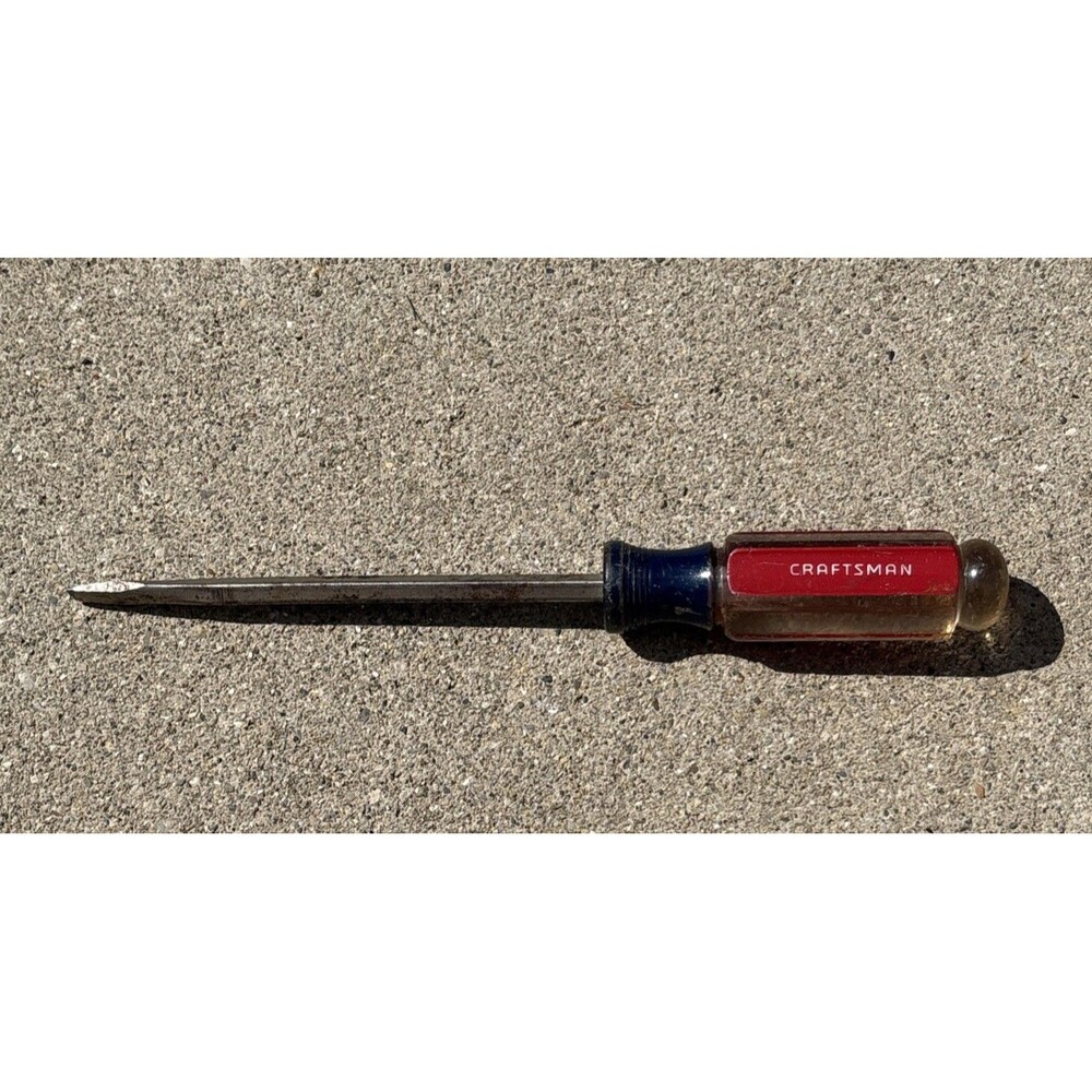 Craftsman Slotted Screwdriver 41584 WF 1/4” USA Flat Head Clear Red Handle